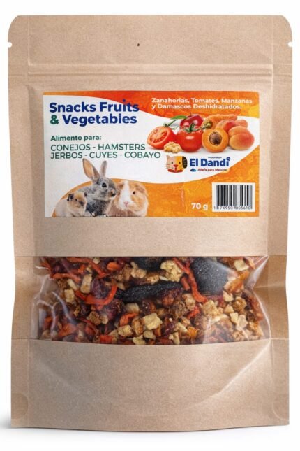 SNACK FRUITS ALIMENTO DESHIDRATADO PARA ANIMALES PEQUEÑOS 70GR