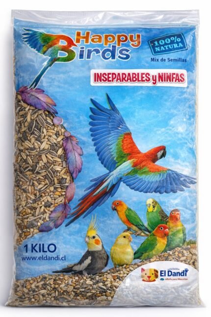 ALIMENTO MIX INSEPARABLES Y NINFAS 1KG HAPPY BIRDS